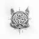 Combine elements from anime Jujutsu Kaisen and Genshin Impact into a unique tattoo design tattoo design idea