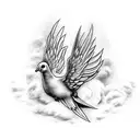 2 doves silloute with clouds around them tattoo design idea