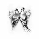 2 doves silloute with clouds around them tattoo design idea