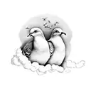 2 doves silloute with clouds around them tattoo design idea