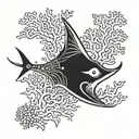 manta ray with corals four elements tattoo design idea