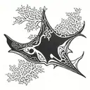 manta ray with corals four elements tattoo design idea