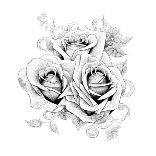 roses & vines front of heart tattoo design idea