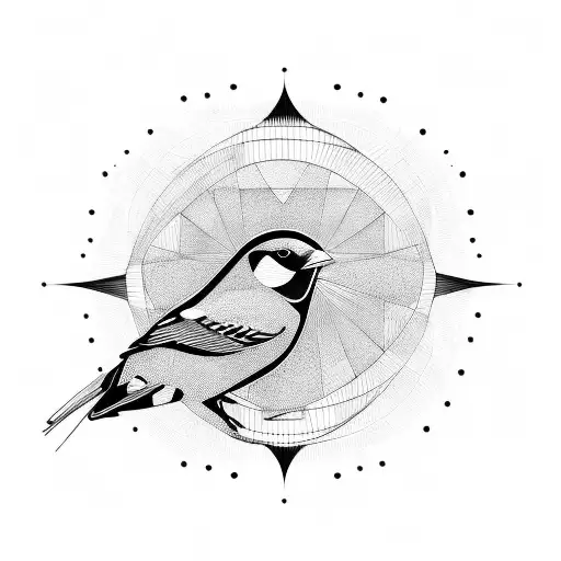 Bird geometric made of many lines tattoo design idea