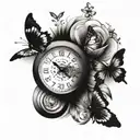 A captivating tattoo design incorporating racing elements and butterflies, representing the client's diverse interests in speed and nature tattoo design idea