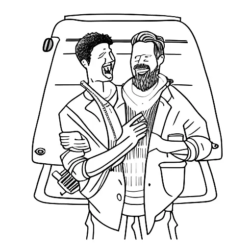 the bus and man from the movie into the wild. underneath have the words "happiness only real when shared". tattoo design idea