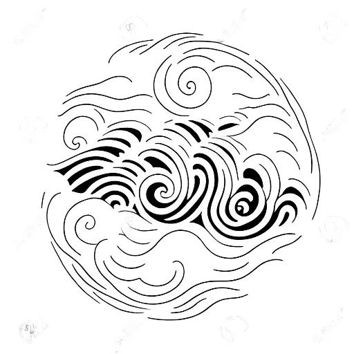 ocean wave circled by the words "this too shall pass" tattoo design idea