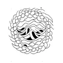 ocean wave within a circle of the words "this too shall pass" tattoo design idea