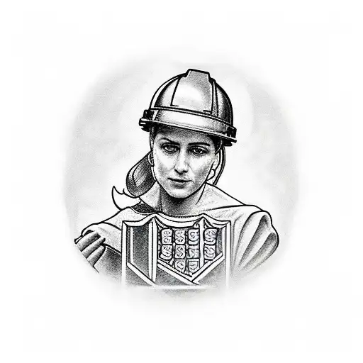 St. Rita playing chess with a construction worker tattoo design idea