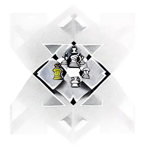 A new-school tattoo featuring an intricately designed chessboard with pieces, where each square represents a different movie scene that holds significance to the client tattoo design idea