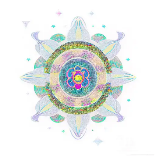 70s  flower ufo space tattoo design idea