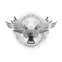 A camouflage pattern incorporating the image of a kestrel in flight tattoo design idea