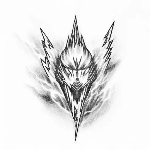 Lightning with blue fire tattoo design idea