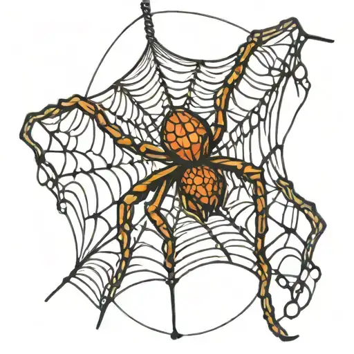 spider web with small spider hanging off  string  tattoo design idea