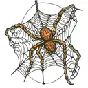 spider web with small spider hanging off  string  tattoo design idea