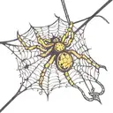 spider web with small spider hanging off  string  tattoo design idea