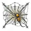 spider web with small spider hanging off  string  tattoo design idea