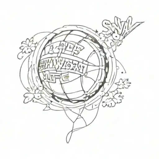 Basketball in background with the text saying "22 Sway 4 Life" also with the dates "1998/08/25-2024/06/29" tattoo design idea