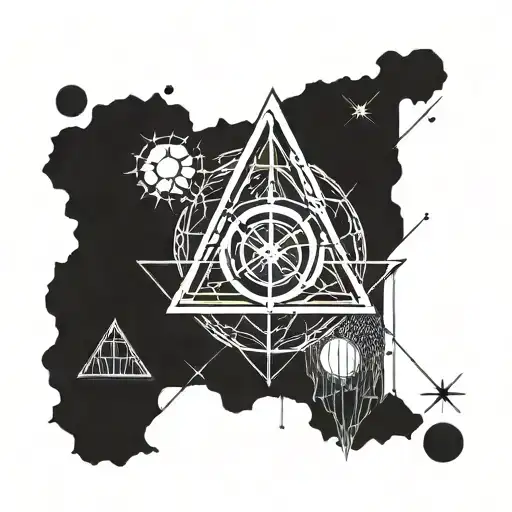 Triangle Symbol of Harry Potter's death relics with the spider man logo in place of the resurrection stone. tattoo design idea