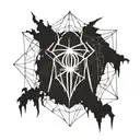 Symbol of Harry Potter's death relics, with the spider man logo in place of the resurrection stone. Miles Morales style tattoo design idea