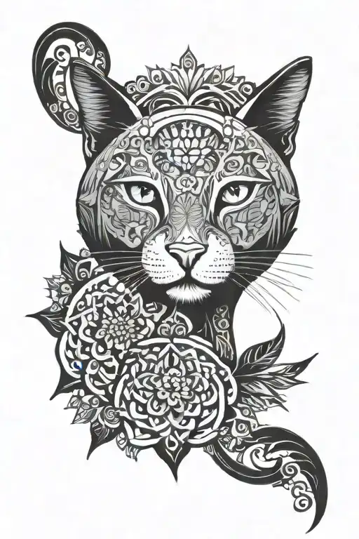cat face mandala design inspired tattoo design idea