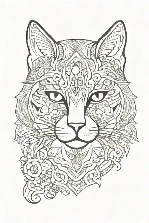 cat face mandala design inspired tattoo design idea