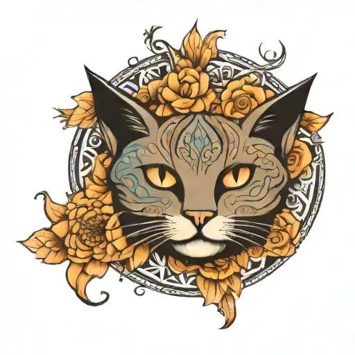 cat face mandala design inspired tattoo design idea