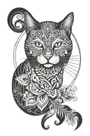 cat face mandala design inspired tattoo design idea