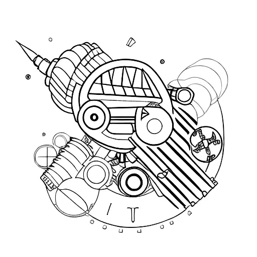 cars or engines or mecanics tattoo design idea