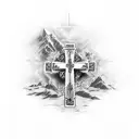cross with bible verses tattoo design idea