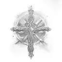 cross with bible verses tattoo design idea