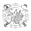 iran map with a dove and home tattoo design idea