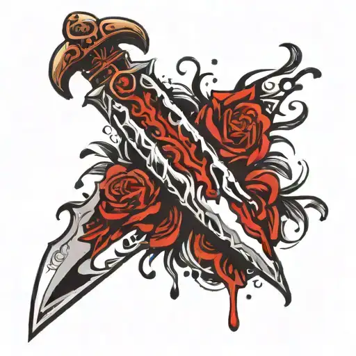 Blood knife tattoo design idea