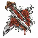 Blood knife tattoo design idea