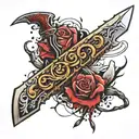 Blood knife tattoo design idea