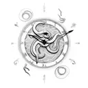 snake, scorpion, clock and angle tattoo design idea