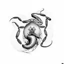 snake, scorpion, clock and angle tattoo design idea