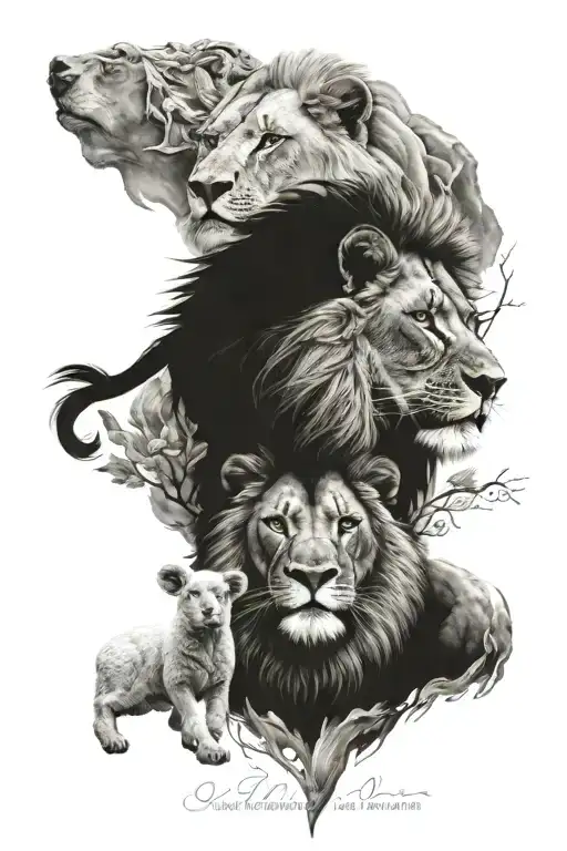 lion and lamb christian tattoo design idea
