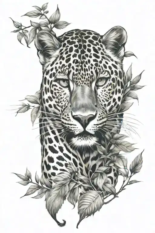 wise leopard shadows of wind and foliage tattoo design idea