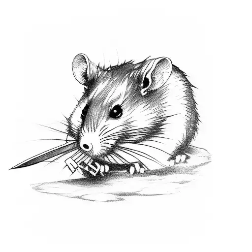 king rat with sword tattoo design idea