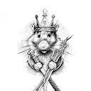 king rat with sword tattoo design idea