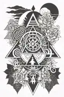 ying-yang, valknut, triqueta, om, Sakura, rising sun, universe tattoo design idea