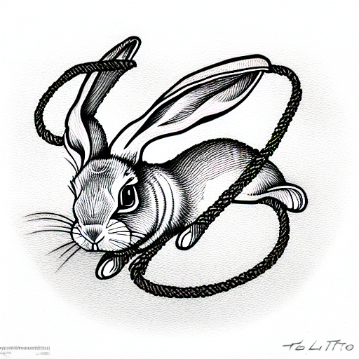 rabbit with noose and lanter tattoo design idea