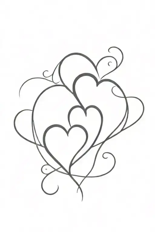 vertical linked hearts connected tattoo design idea