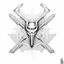 Military design caduceus wrapped AR15 rifle tattoo design idea