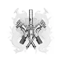 Military design caduceus wrapped AR15 rifle tattoo design idea