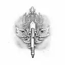 Military design caduceus wrapped AR15 rifle tattoo design idea