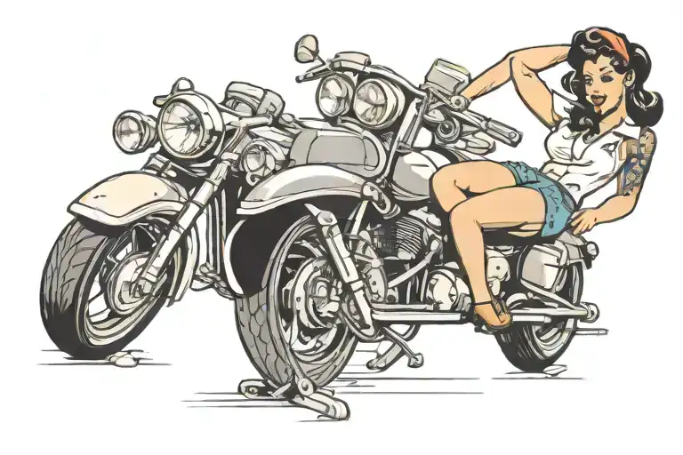 mudflap girl pinup girl dressed tattoo design idea