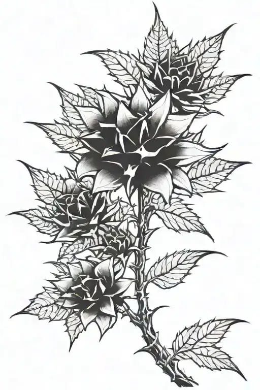 stem with thorns tattoo design idea