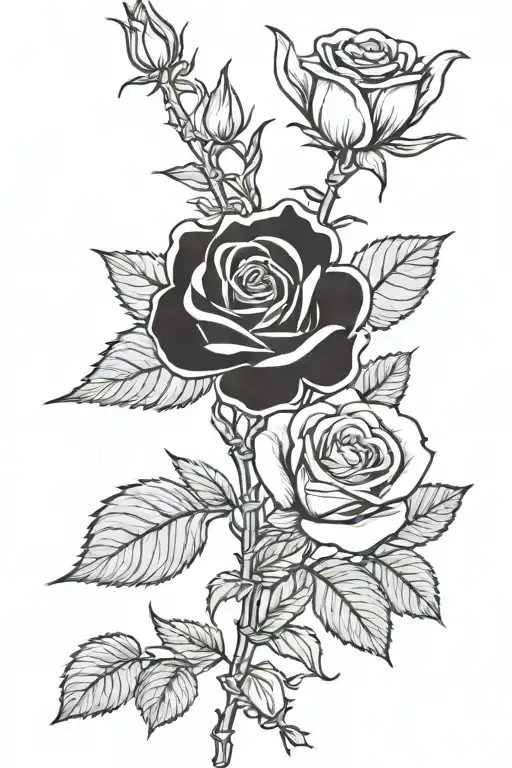 Rose with stem tattoo design idea